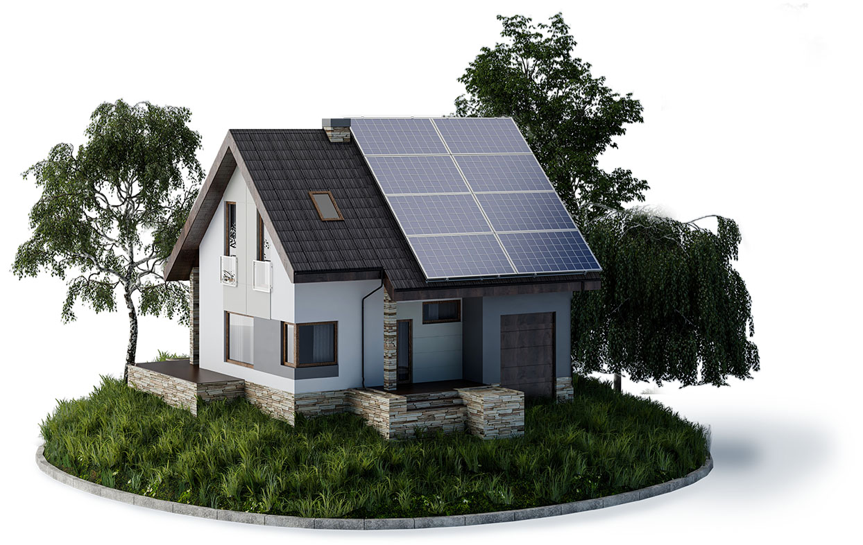 illustration of house with solar panels
